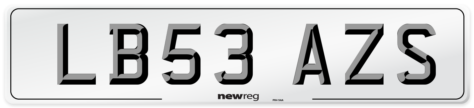 LB53 AZS Number Plate from New Reg
